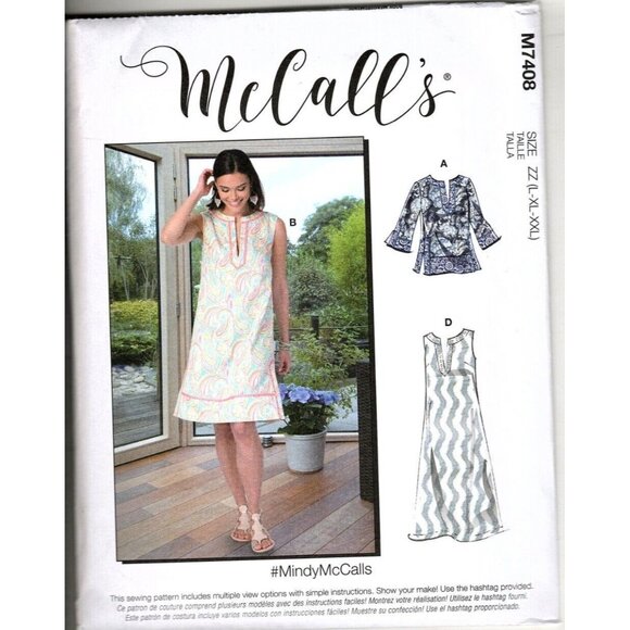 McCall's M7408 Misses L to XXL Tunic and Dress Uncut Sewing Pattern - Picture 1 of 2